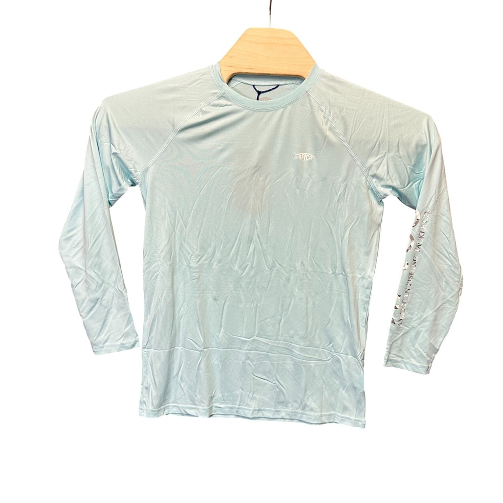 NWT AFTCO Samurai 2 Performance Fishing Shirt Youth Large Blue Long Sleeve